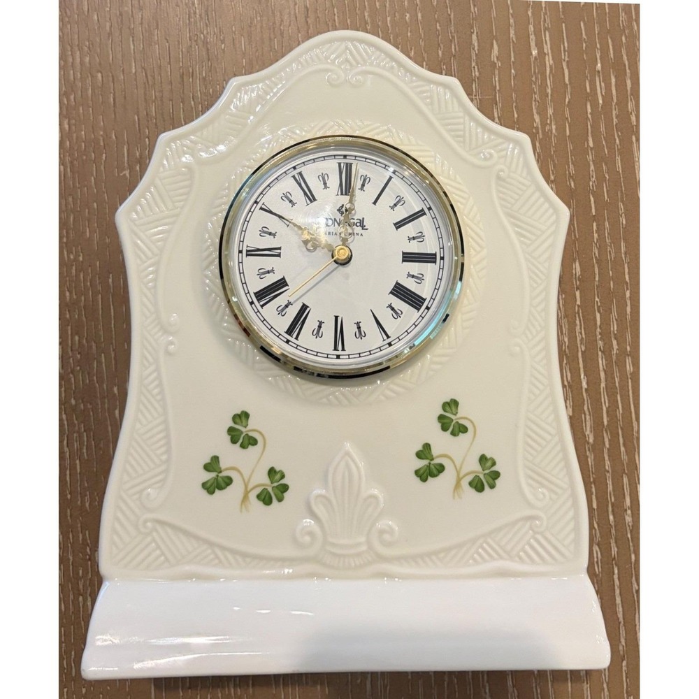 Donegal Parian China Mantel Clock Shamrocks Ireland 9" Tall Celtic Non Working